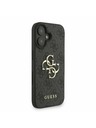 Guess Guess PU 4G Metal Logo Popruh Zadný kryt pre iPhone 16 Čierny