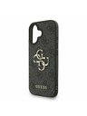 Guess Guess PU 4G Metal Logo Popruh Zadný kryt pre iPhone 16 Čierny