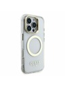 Guess Guess IML Gold Outline Stand Camera Frame MagSafe Zadný kryt pre iPhone 16 Pro Priehľadný