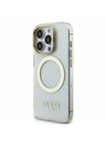 Guess Guess IML Gold Outline Stand Camera Frame MagSafe Zadný kryt pre iPhone 15 Pro Max Priehľadný