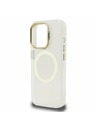 Guess Guess IML Gold Outline Stand Camera Frame MagSafe Zadný kryt pre iPhone 15 Pro Max Priehľadný