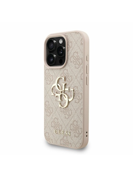 Guess Guess PU 4G Metal Logo Popruh Zadný kryt pre iPhone 16 Pro Max Ružový