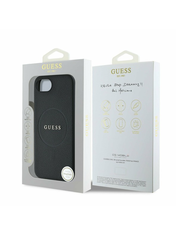Guess Guess PU Grained Classic Logo MagSafe Zadný Kryt pre iPhone 16e Black