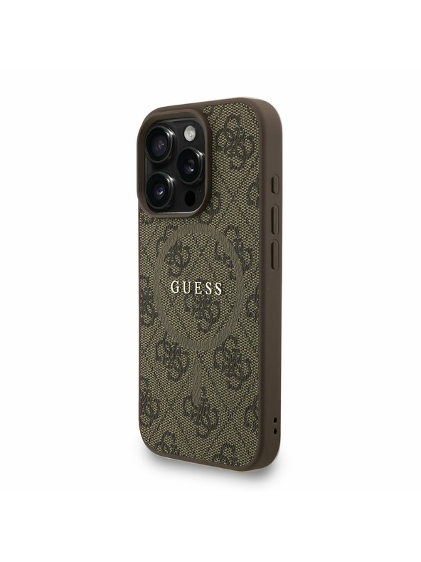 Guess Guess PU Leather 4G Colored Ring Strap MagSafe Zadný Kryt pre iPhone 16 Pro Brown