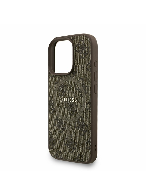 Guess Guess PU Leather 4G Colored Ring Strap MagSafe Zadný Kryt pre iPhone 16 Pro Brown