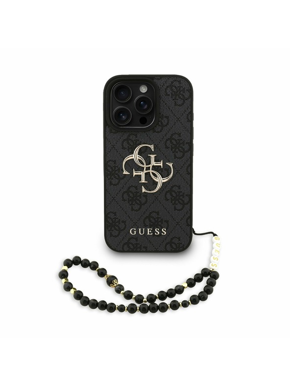 Guess Guess PU 4G Metal Logo Strap Zadný Kryt pre iPhone 16 Pro Max Black