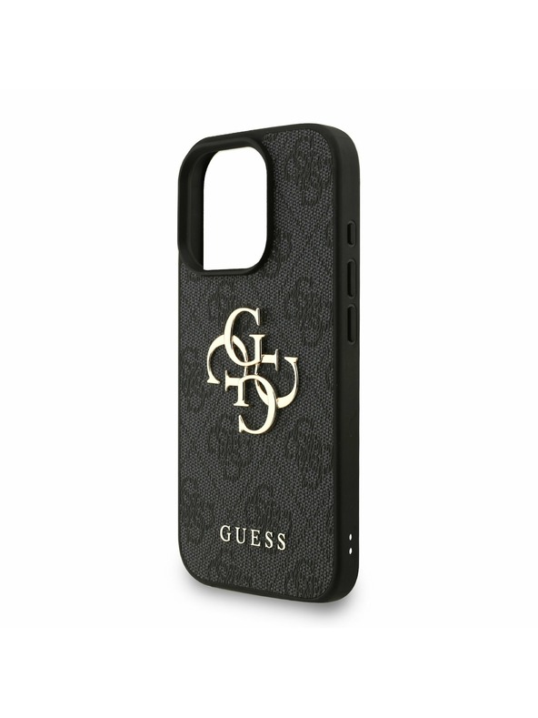 Guess Guess PU 4G Metal Logo Strap Zadný Kryt pre iPhone 16 Pro Max Black