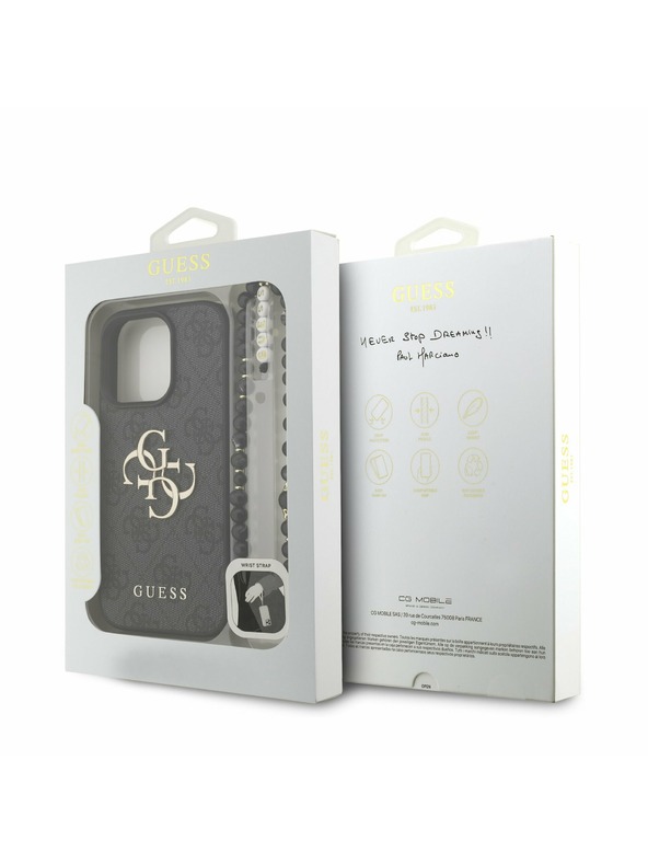 Guess Guess PU 4G Metal Logo Strap Zadný Kryt pre iPhone 16 Pro Max Black