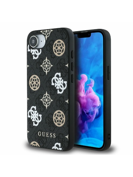 Guess Guess PU 4G Peony MagSafe Zadný Kryt pre iPhone 16e Black