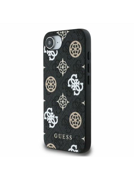 Guess Guess PU 4G Peony MagSafe Zadný Kryt pre iPhone 16e Black