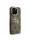 Guess Guess PU 4G Metal Logo Stand Camera Frame Zadný Kryt pre iPhone 16 Pro Brown