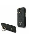 Guess Guess PU 4G Strass Triangle Logo Stand Camera Frame MagSafe Zadný Kryt pre iPhone 16 Black