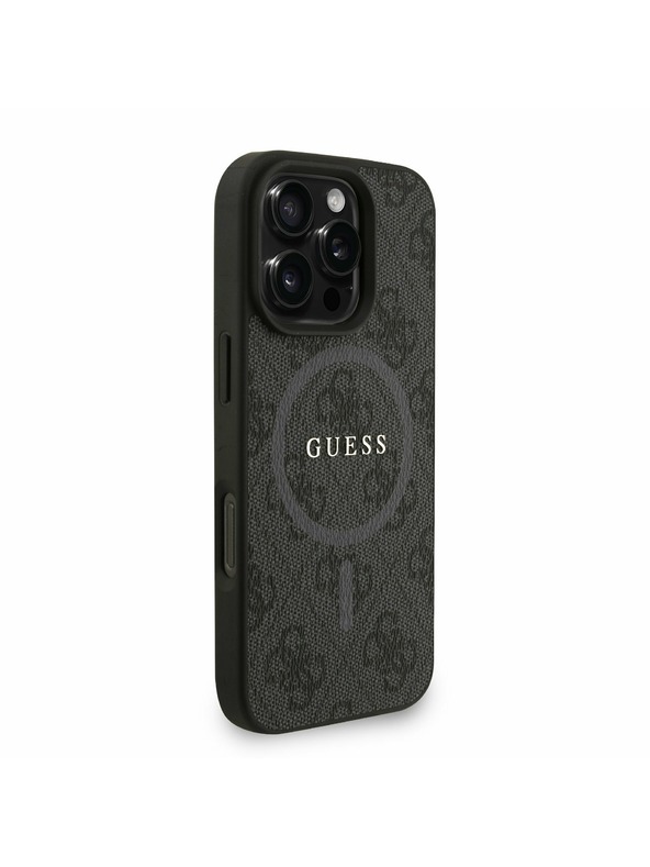 Guess Guess PU Leather 4G Colored Ring Strap MagSafe Zadný Kryt pre iPhone 16 Pro Max Black