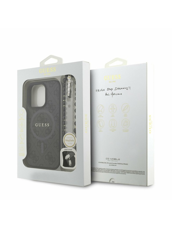 Guess Guess PU Leather 4G Colored Ring Strap MagSafe Zadný Kryt pre iPhone 16 Pro Max Black