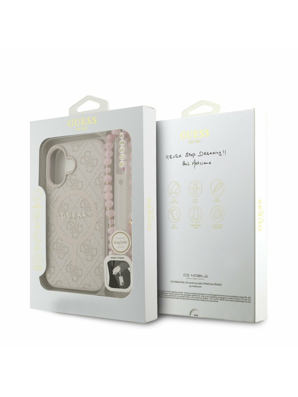 Guess Guess PU Leather 4G Colored Ring Strap MagSafe Zadný Kryt pre iPhone 16 Pink