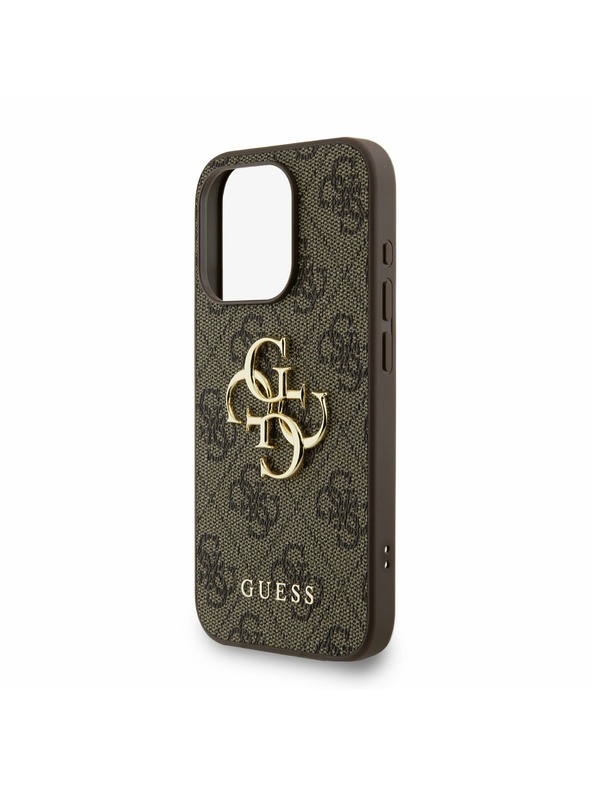 Guess Guess PU 4G Metal Logo Strap Zadný Kryt pre iPhone 15 Pro Brown