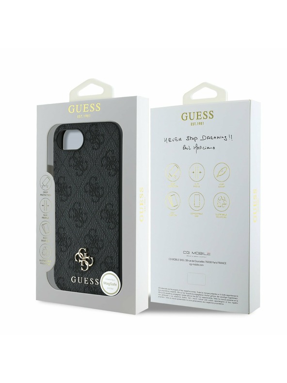 Guess Guess PU 4G Small Metal Logo MagSafe Zadný Kryt pre iPhone 16e Grey