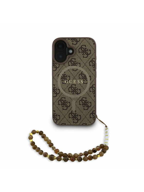 Guess Guess PU Leather 4G Colored Ring Strap MagSafe Zadný Kryt pre iPhone 16 Brown