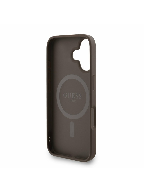 Guess Guess PU Leather 4G Colored Ring Strap MagSafe Zadný Kryt pre iPhone 16 Brown