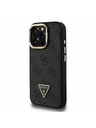 Guess Guess PU 4G Strass Triangle Logo Stand Camera Frame MagSafe Zadný kryt pre iPhone 16 Pro Max Black