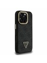 Guess Guess PU 4G Strass Triangle Logo Stand Camera Frame MagSafe Zadný kryt pre iPhone 16 Pro Max Black