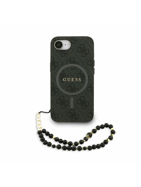 Guess Guess PU Koža 4G Farebný prsteň Popruh MagSafe Zadný kryt pre iPhone 16e Black