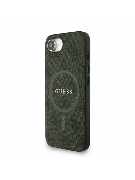 Guess Guess PU Koža 4G Farebný prsteň Popruh MagSafe Zadný kryt pre iPhone 16e Black
