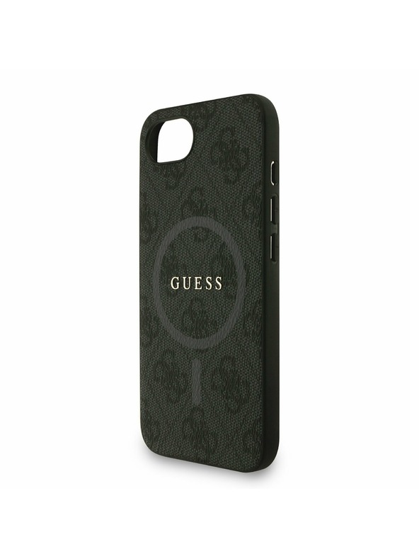 Guess Guess PU Koža 4G Farebný prsteň Popruh MagSafe Zadný kryt pre iPhone 16e Black