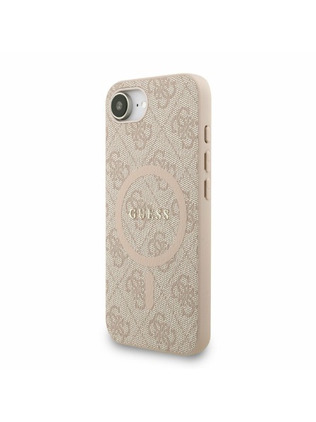 Guess Guess PU Koža 4G Farebný prsteň Popruh MagSafe Zadný kryt pre iPhone 16e Pink