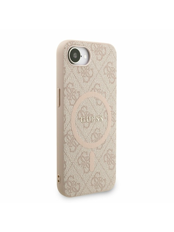 Guess Guess PU Koža 4G Farebný prsteň Popruh MagSafe Zadný kryt pre iPhone 16e Pink