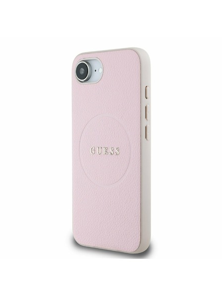 Guess Guess PU Štruktúrované klasické logo MagSafe Zadný kryt pre iPhone 16e Pink
