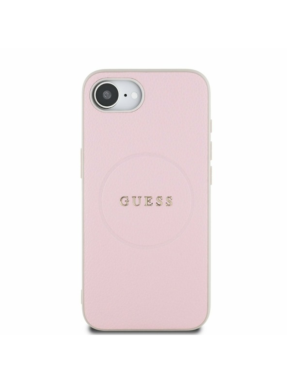 Guess Guess PU Štruktúrované klasické logo MagSafe Zadný kryt pre iPhone 16e Pink