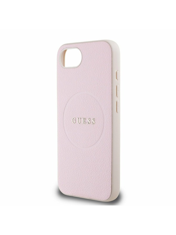 Guess Guess PU Štruktúrované klasické logo MagSafe Zadný kryt pre iPhone 16e Pink