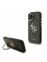 Guess Guess PU 4G Kovové logo Stand Camera Frame Zadný kryt pre iPhone 16 Black