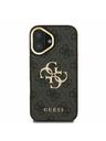 Guess Guess PU 4G Kovové logo Stand Camera Frame Zadný kryt pre iPhone 16 Black