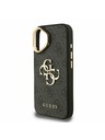 Guess Guess PU 4G Kovové logo Stand Camera Frame Zadný kryt pre iPhone 16 Black