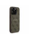 Guess Guess PU Koža 4G Farebný prsteň Popruh MagSafe Zadný kryt pre iPhone 15 Pro Brown