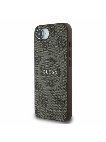 Guess Guess PU Koža 4G Farebný prsteň MagSafe Zadný kryt pre iPhone 16e Brown