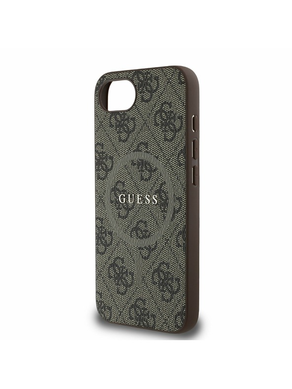 Guess Guess PU Koža 4G Farebný prsteň MagSafe Zadný kryt pre iPhone 16e Brown