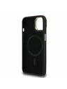 Guess Guess PU 4G Strass Triangle Logo Stand Camera Frame MagSafe Zadný kryt pre iPhone 15 Black
