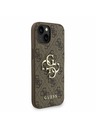 Guess Guess PU 4G Kovové logo Popruh Zadný kryt pre iPhone 15 Brown