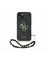 Guess Guess PU 4G Kovové logo Popruh Zadný kryt pre iPhone 15 Black