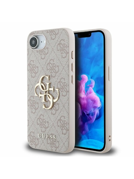 Guess Guess PU 4G Kovové logo Zadný kryt pre iPhone 16e Pink