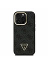 Guess Guess PU 4G Strass Triangle Logo Stand Camera Frame MagSafe Zadný kryt pre iPhone 15 Pro Black