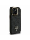 Guess Guess PU 4G Strass Triangle Logo Stand Camera Frame MagSafe Zadný kryt pre iPhone 15 Pro Black