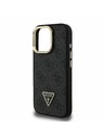 Guess Guess PU 4G Strass Triangle Logo Stand Camera Frame MagSafe Zadný kryt pre iPhone 15 Pro Black