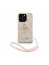 Guess Guess PU 4G Kovové logo Popruh Zadný kryt pre iPhone 15 Pro Pink
