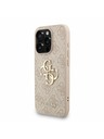 Guess Guess PU 4G Kovové logo Popruh Zadný kryt pre iPhone 15 Pro Pink