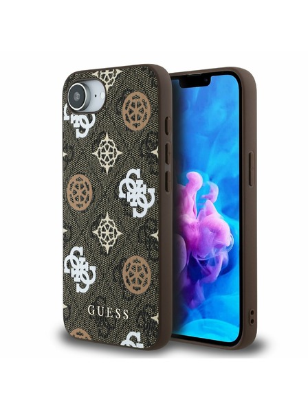 Guess Guess PU 4G Pivonka MagSafe Zadný kryt pre iPhone 16e Brown