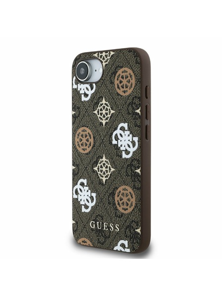 Guess Guess PU 4G Pivonka MagSafe Zadný kryt pre iPhone 16e Brown
